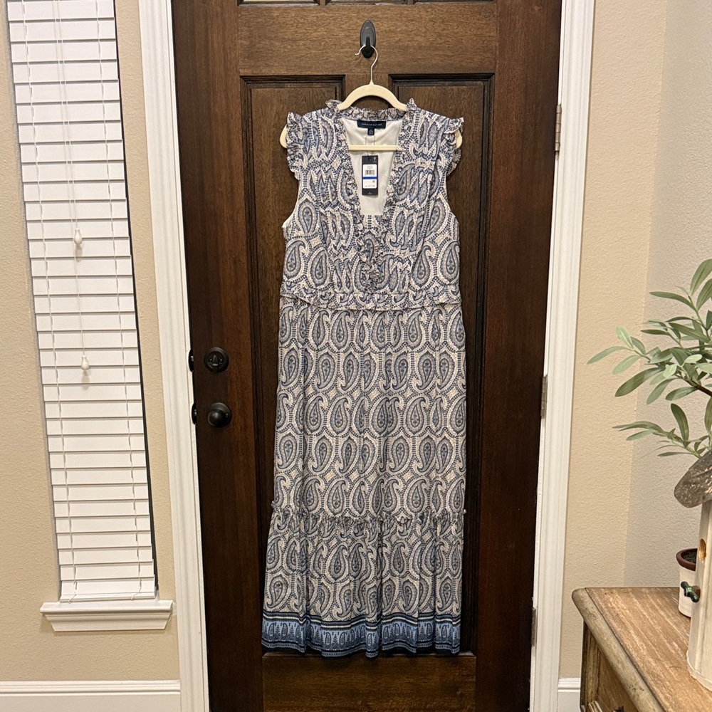 Tommy Hilfiger Blue and White Paisley Maxi Dress